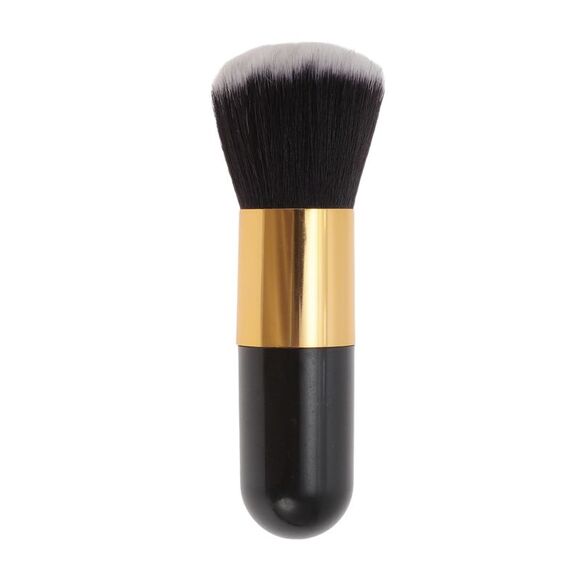 Makeup Cosmetic Brush Large Black Gold Tone - Picture 1 of 5